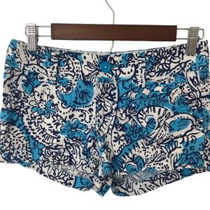 Lilly Pulitzer Walsh Shorts Size 00 Blue White Floral  Duck Paisley Resort